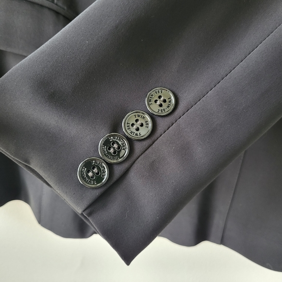 Twin Set Simona barbieri black casual blazer with skull and rose buttons Sz XL - Picture 8 of 16